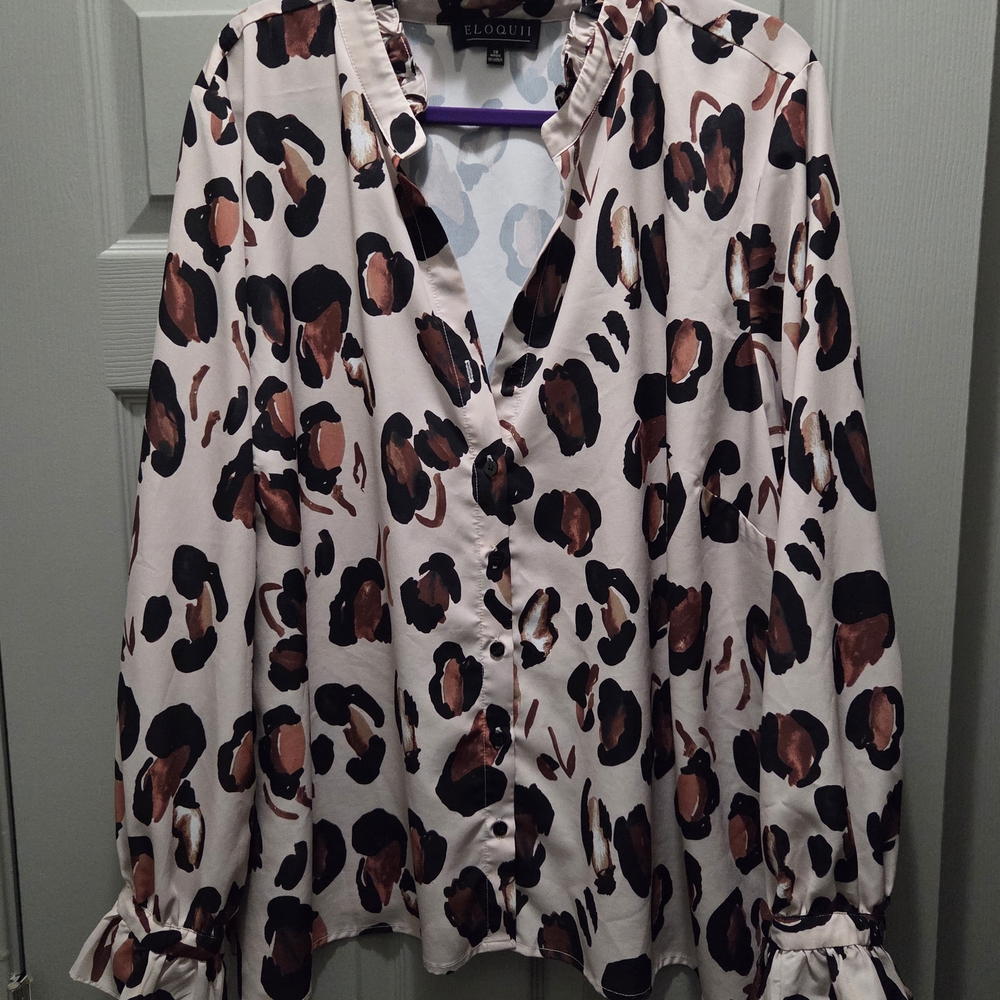 Eloquii Women's Animal Print Blouse - Black and Brown
